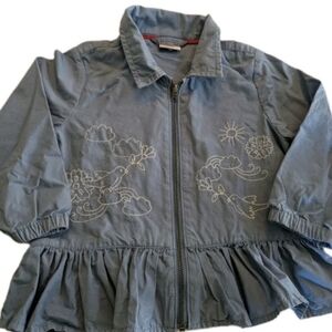 Baby Girl Blue Embroidered Jacket  Size 1-1.5 Years Polarn O Pyret